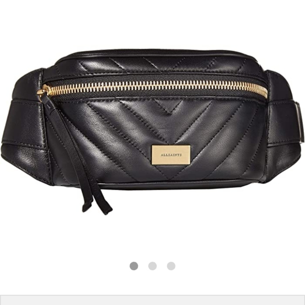 All Saints Black Quilted Belt Bag
